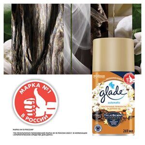 Сменный баллон 269 мл, GLADE "Восточные пряности и дерево уд" для автоматических освежителей, 864985