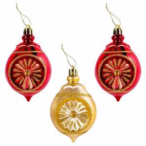 Шары новогодние ёлочные "Red & Gold Luxury" 70 предметов, красный/золото, ЗОЛОТАЯ СКАЗКА, 591714