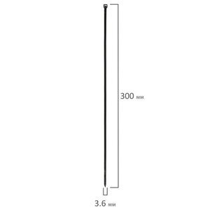 Стяжка (хомут) нейлоновая сверхпрочная POWER LOCK, 3,6x300 мм, КОМПЛЕКТ 100 шт., черная, SONNEN, 607917