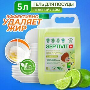 Средство для мытья посуды гипоаллергенное 5 л, SEPTIVIT "Ледяной лайм", биоразлагаемый,