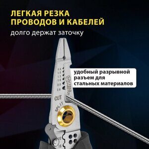 Плоскогубцы многофункциональные 25 в 1, 185 мм, нержавеющая сталь AISI420, ГРАНДМАСТЕР, PL-185, 671262