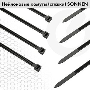 Стяжка (хомут) нейлоновая сверхпрочная POWER LOCK, 3,6x300 мм, КОМПЛЕКТ 100 шт., черная, SONNEN, 607917