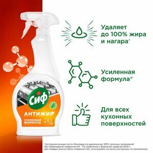 Средство для чистки плит, духовок, грилей от жира и нагара 500 мл, CIF Антижир "Цитрус"