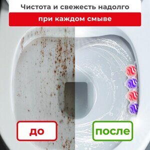 Туалетный блок шарики для унитаза освежитель, 4 блока по 50 г, "Свежесть Лаванды 3 в 1", LAIMA, 608995