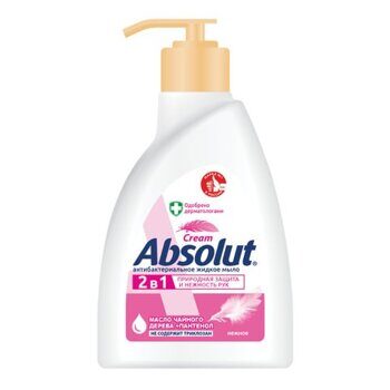 Мыло жидкое антибактериальное 250 мл ABSOLUT (Абсолют) "Нежное", дозатор, не содержит триклозан, 5061, 5007, 5061