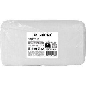 Полотно ВАФЕЛЬНОЕ, Узбекистан, отбеленное, рулон 0,45х50 м, плотность 200 (±5) г/м2, в пакете, LAIMA, 607528