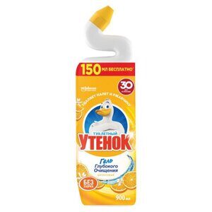 Средство для уборки туалета 900 мл ТУАЛЕТНЫЙ УТЕНОК "Цитрусовый", 696895