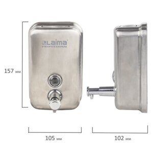 Дозатор для жидкого мыла LAIMA PROFESSIONAL INOX (гарантия 3 года), 0,5 л, нержавеющая сталь, матовый, 605396