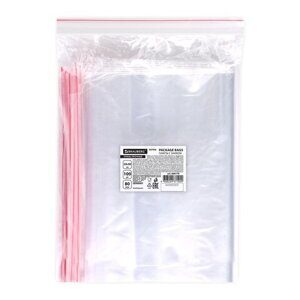Пакеты ZIP LOCK "зиплок" ОЧЕНЬ ПРОЧНЫЕ, комплект 100 шт., 20x30 см, ПВД, 80 мкм, BRAUBERG EXTRA, 608179