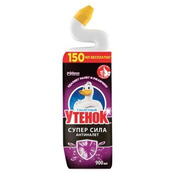 Средство для уборки туалета 900 мл, ТУАЛЕТНЫЙ УТЕНОК Супер Сила "Антиналет", 865023