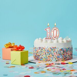 Свеча-цифра для торта "0" ДВУСТОРОННЯЯ с конфетти, 8,5 см, ЗОЛОТАЯ СКАЗКА, держатель, блистер, 591393